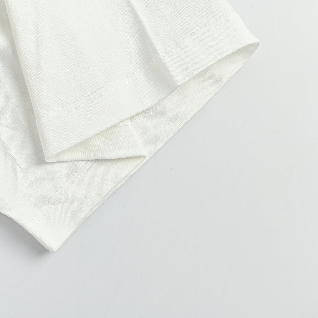 SAINT LAURENT White Crew-Neck T-Shirt with Hem Label