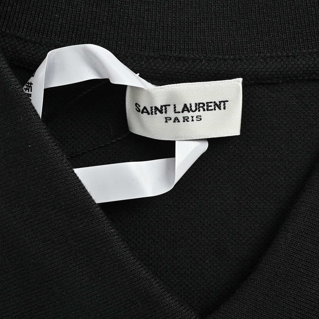 SAINT LAURENT Short-Sleeve Polo with Tonal Embroidered Monogram