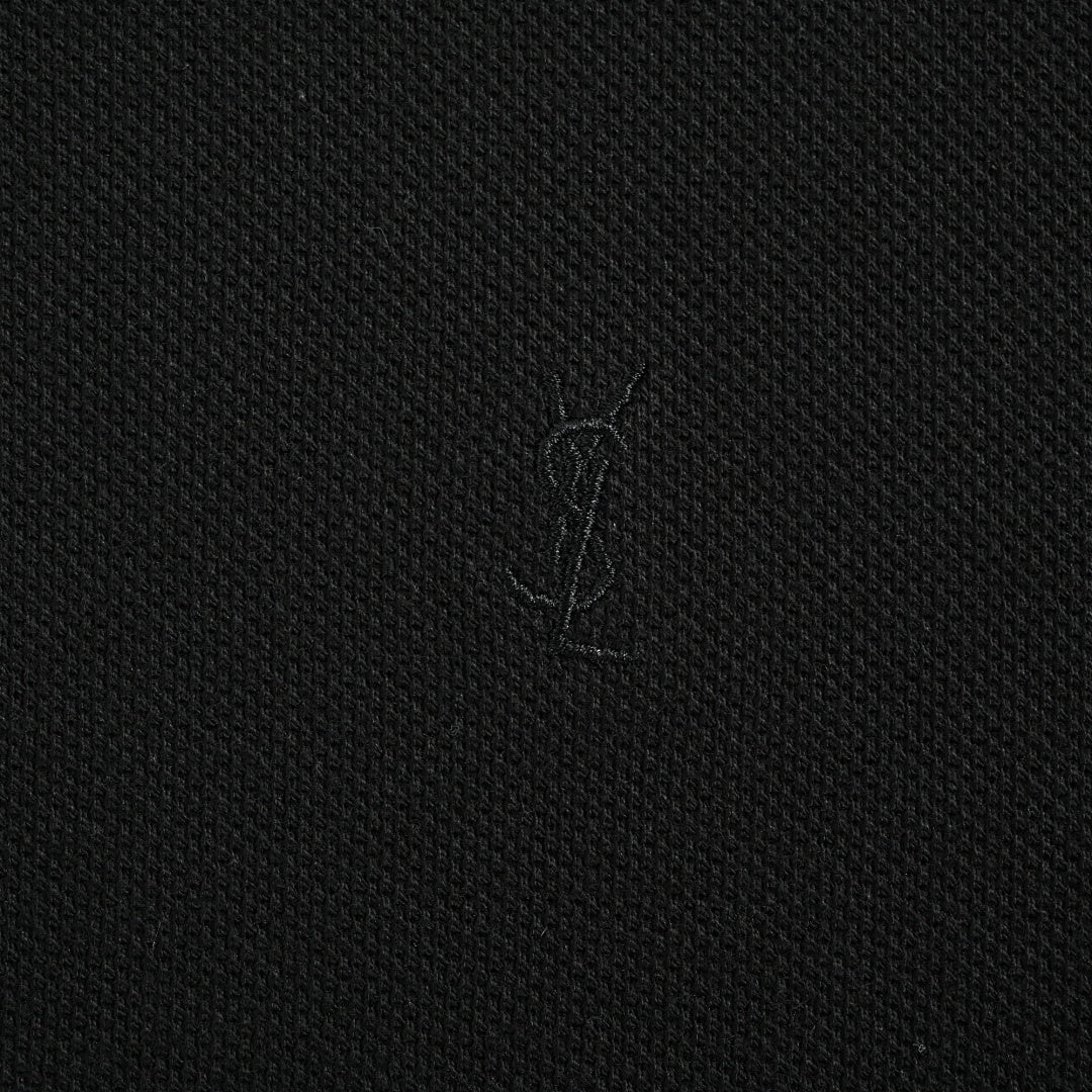 SAINT LAURENT Short-Sleeve Polo with Tonal Embroidered Monogram