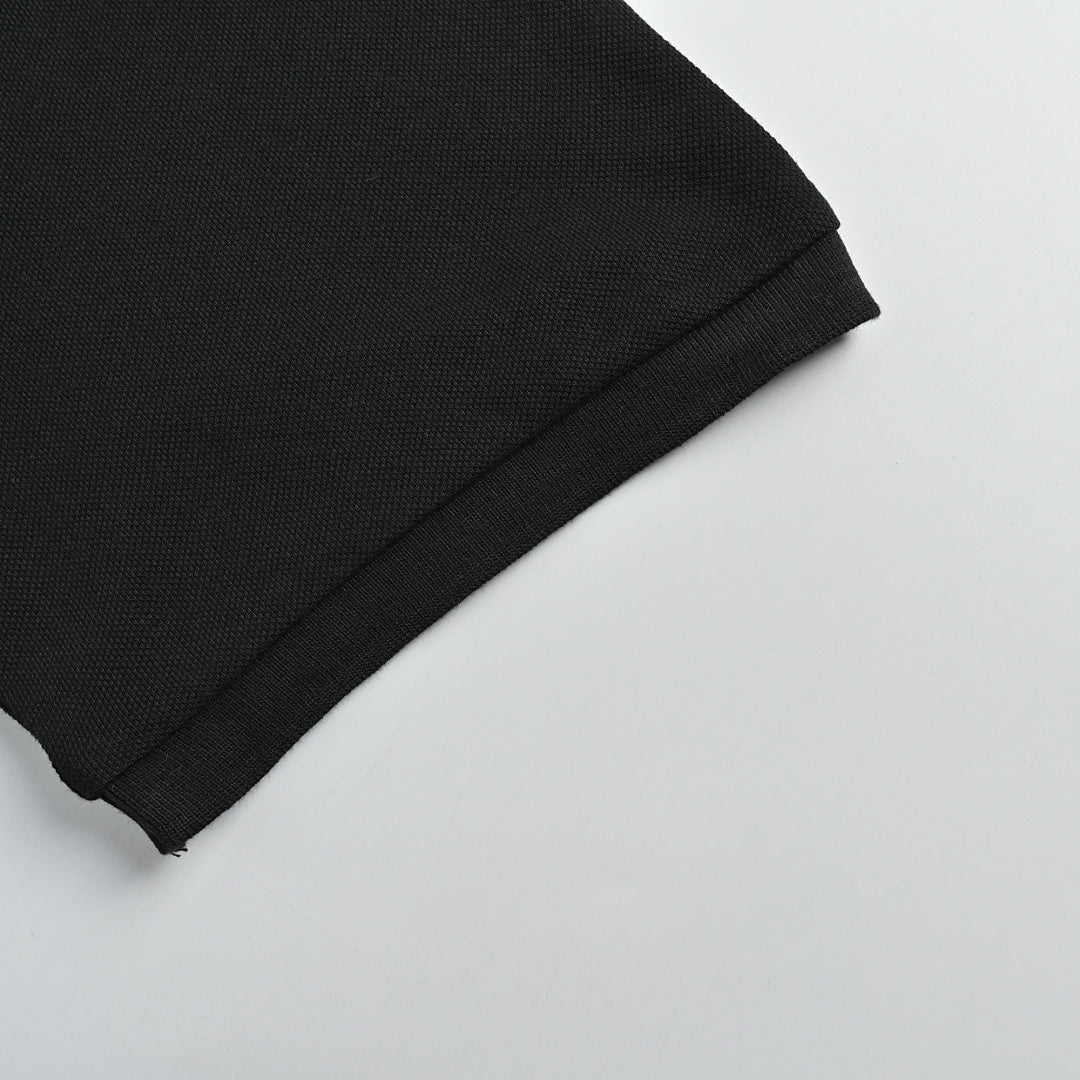 SAINT LAURENT Short-Sleeve Polo with Tonal Embroidered Monogram