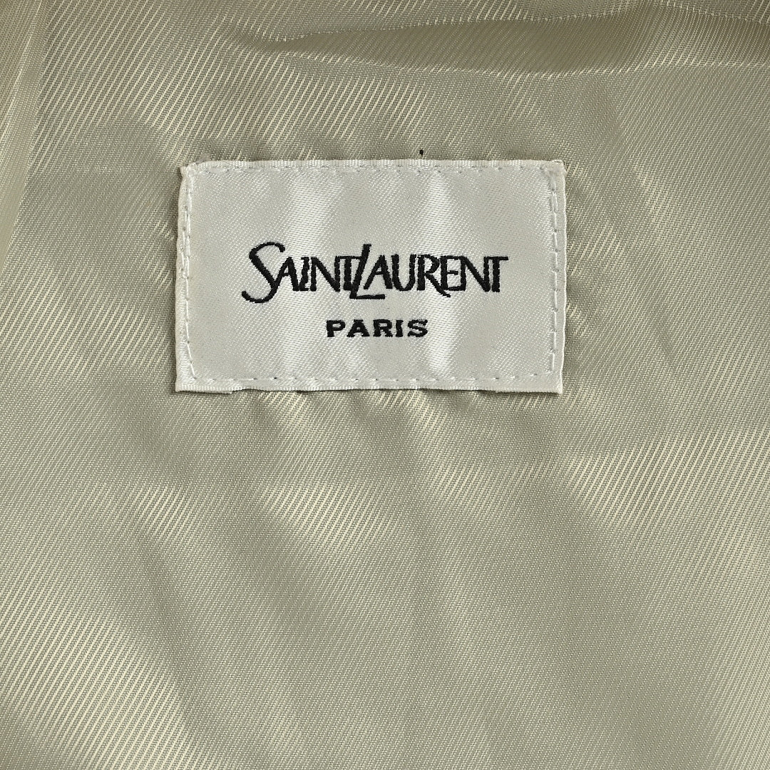 SAINT LAURENT Embroidered Stripe Stand-Collar Zip Jacket