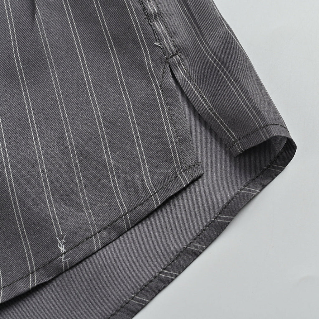 SAINT LAURENT Grey Pinstripe Short-Sleeve Shirt