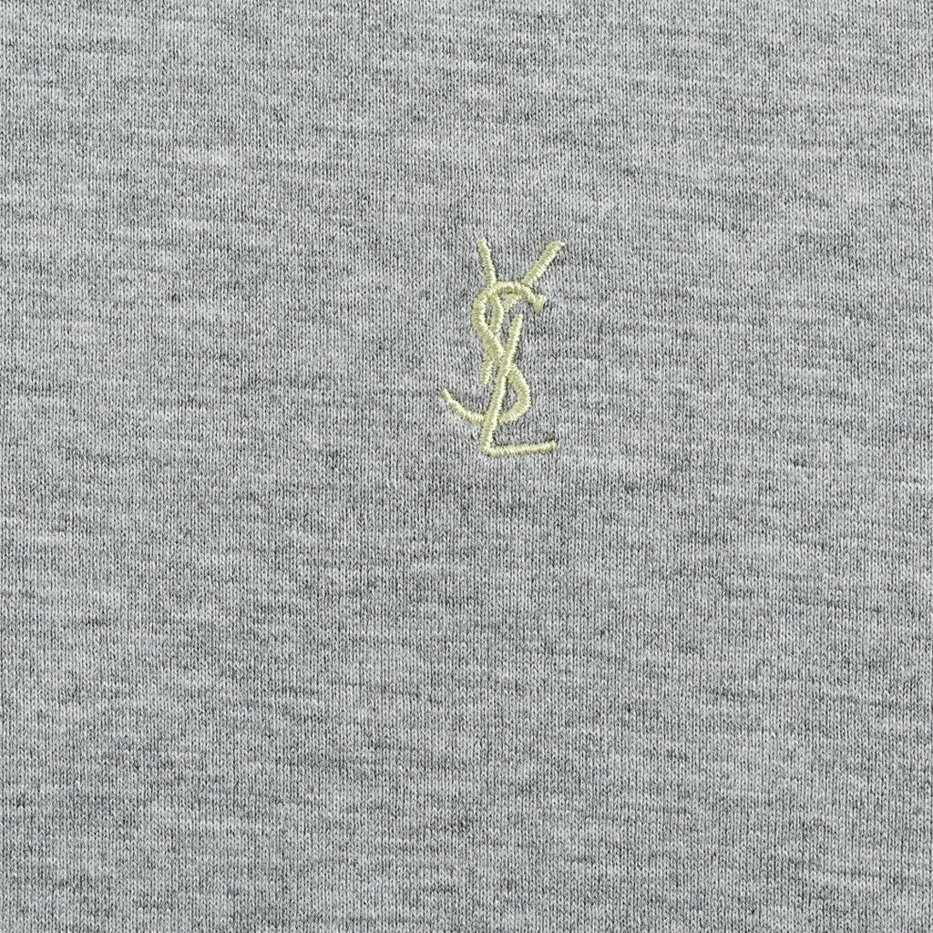 SAINT LAURENT Heather Gray Embroidered Monogram Crew-Neck T-Shirt