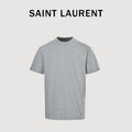 SAINT LAURENT Heather Gray Embroidered Monogram Crew-Neck T-Shirt