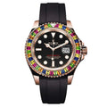 Yacht Master 1 Golden Diamond Bezel Black Dial Rubber Strap 40mm 1