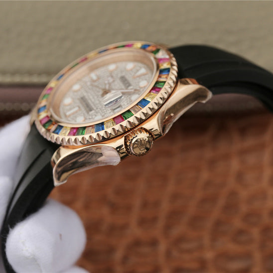 Yacht Master 116695SATS 40mm Everose Gold Diamond Dial 4